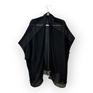 Love Cameron Black Lace Kimono Duster Romantic Witchy Festival Boho Goth 1X